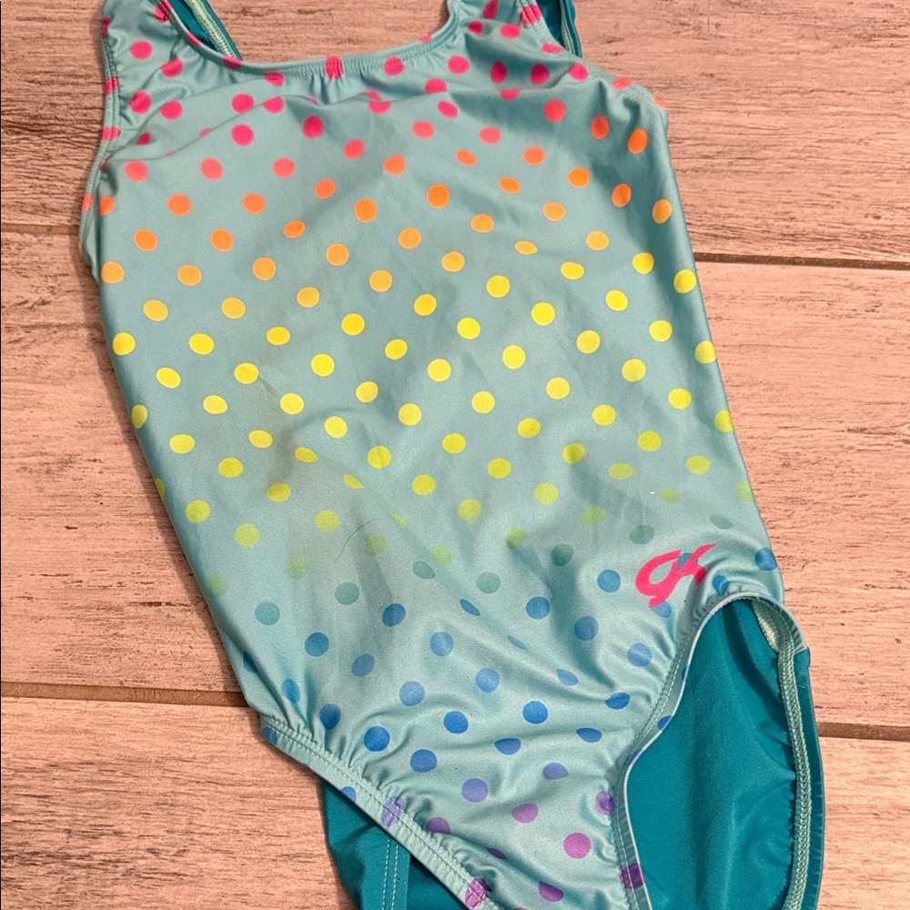 CK Stars Colorful Polka Dot Leotard Gymnastics Dance Swim Size 6/7